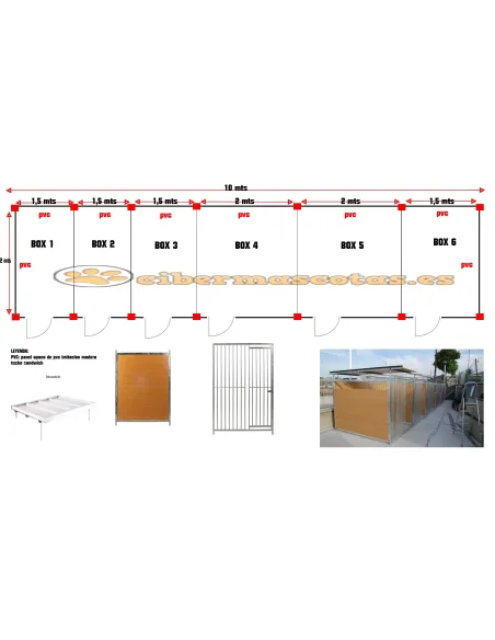 Bateria de 6 boxes para perros Bateria de 6 boxes para perros