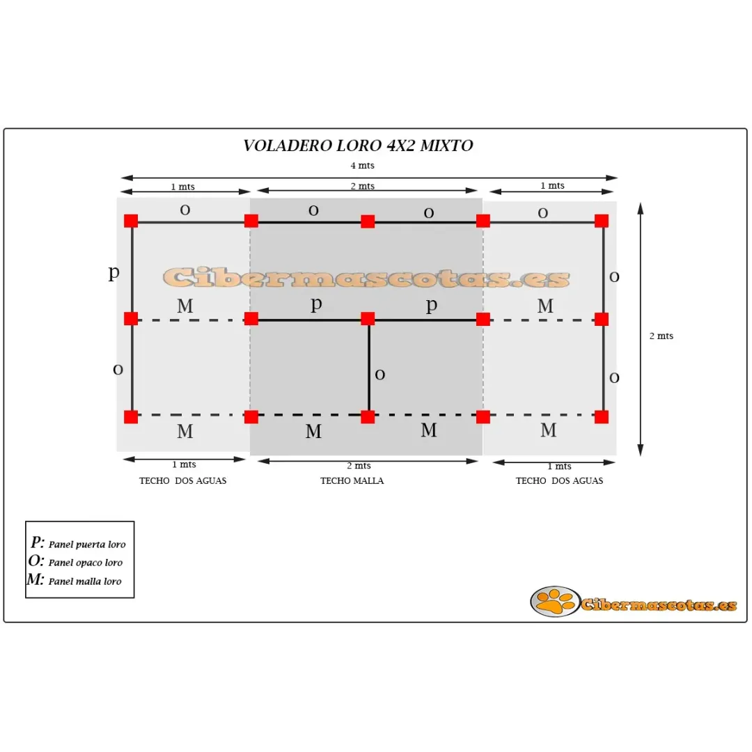 Voladero Loro 4x2 metros Mixto