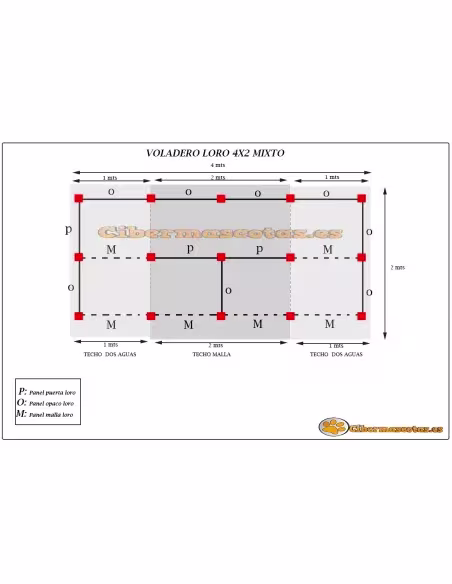 Voladero Loro 4x2 metros Mixto
