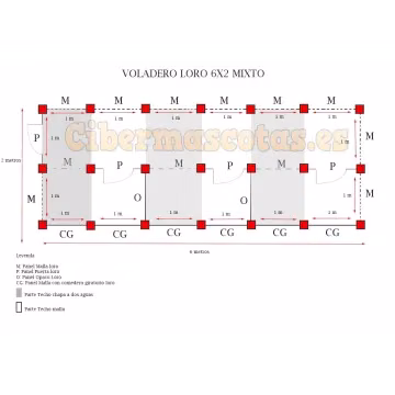 Voladero Loro 6x2 metros Mixto