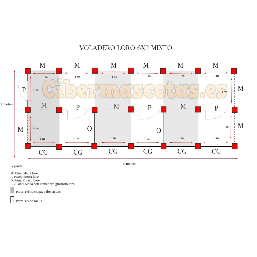 Voladero Loro 6x2 metros Mixto