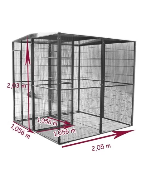 Voladero de jardin 2x2 metros con habitáculo