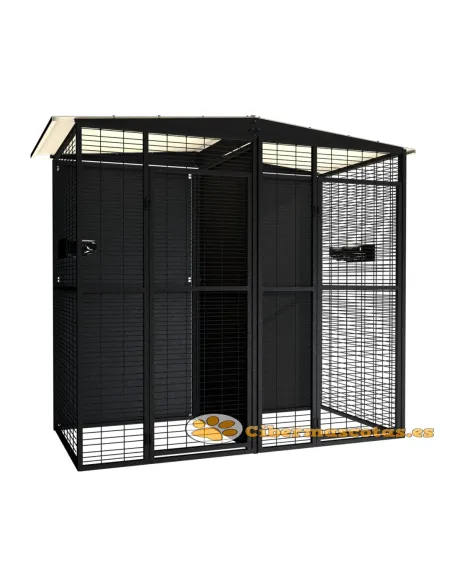 Jaula loro 2x1 con separación opaca Jaula loro 2x1 con separación opaca