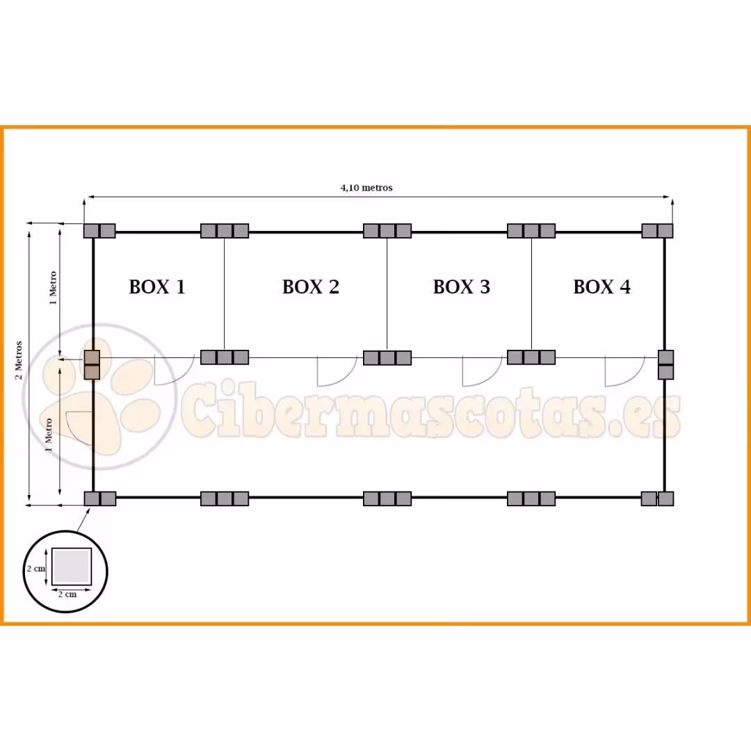 Voladera de jardín de 4x2 Metros y 4 boxes independientes