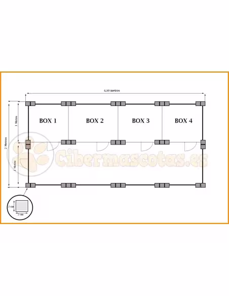 Voladera de jardín de 4x2 Metros y 4 boxes independientes
