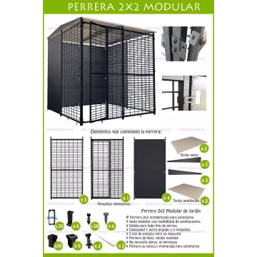 Perrera 2x2 metros boxes y cheniles