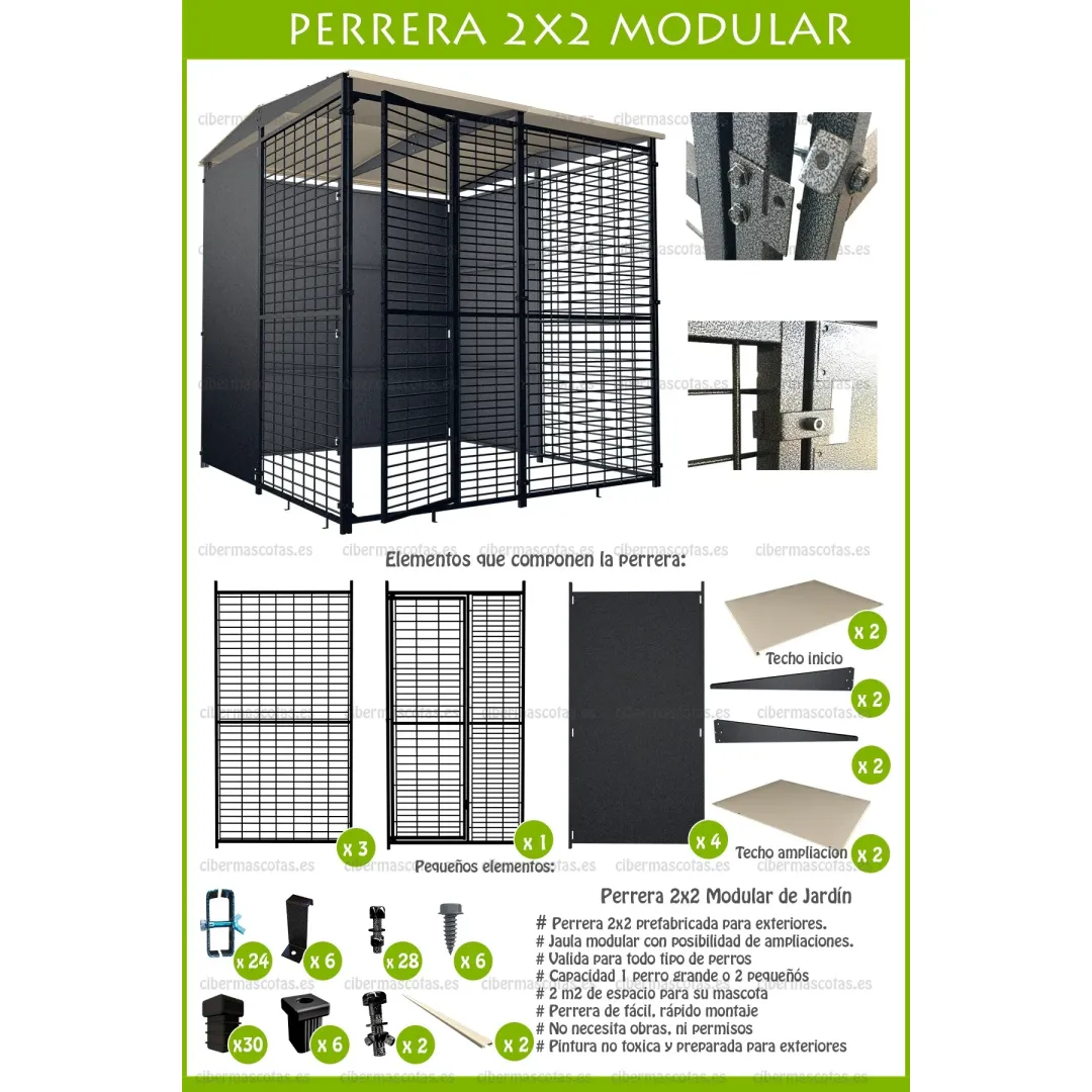 Perrera 2x2 metros boxes y cheniles