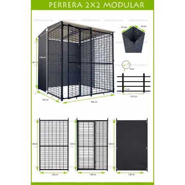 Perrera 2x2 metros boxes y cheniles