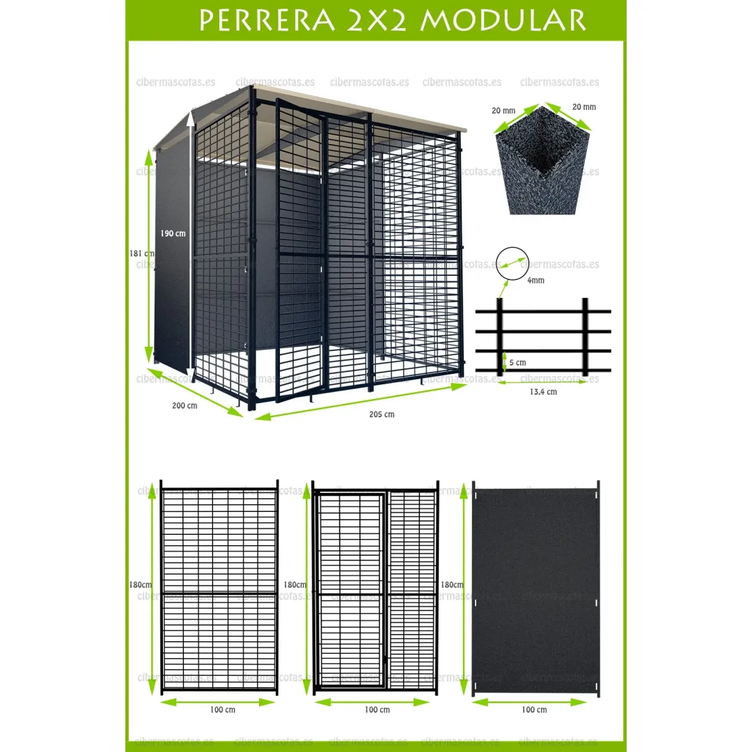 Perrera 2x2 metros boxes y cheniles