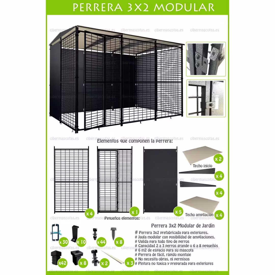 Perrera para Perros 3x2 techada