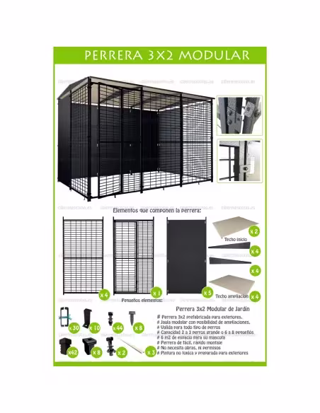 Perrera para Perros 3x2 techada Perrera para Perros 3x2 techada