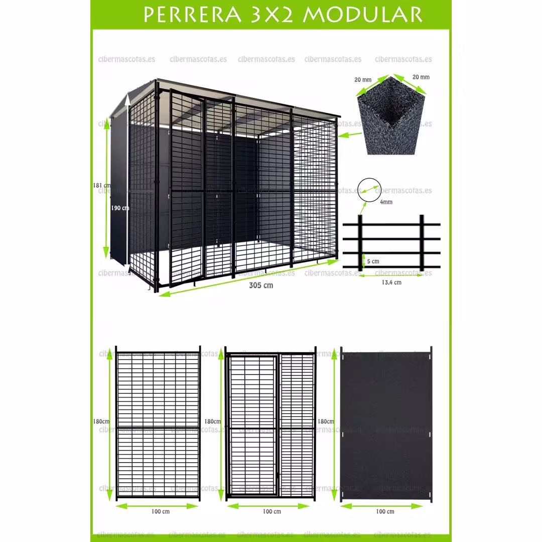 Perrera para Perros 3x2 techada