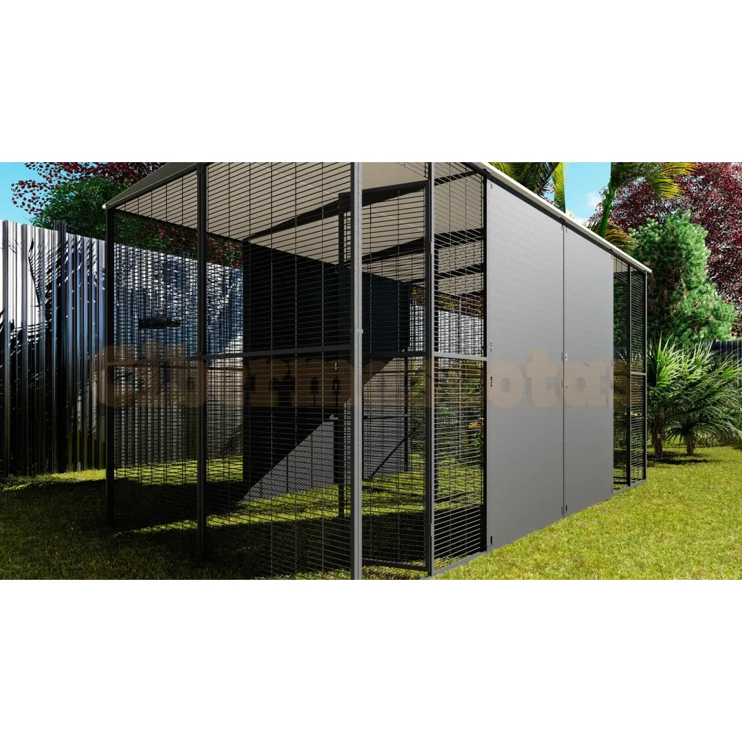 Voladero 4x2 metros techo a dos aguas con separación