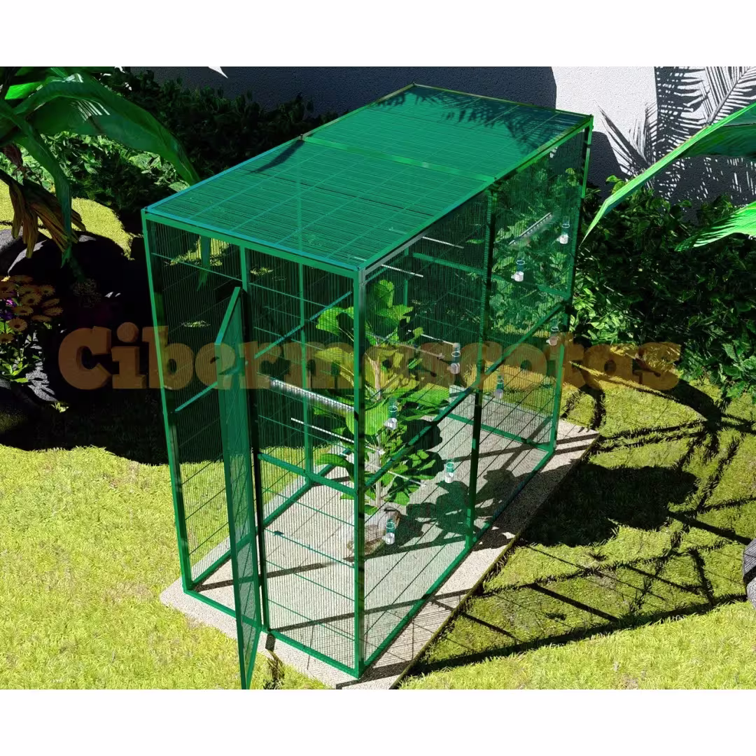 voladero de jardin 2x1 con techo de malla