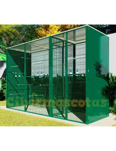 Voladero de jardin para canarios con 3m2 y habitaculo de seguridad