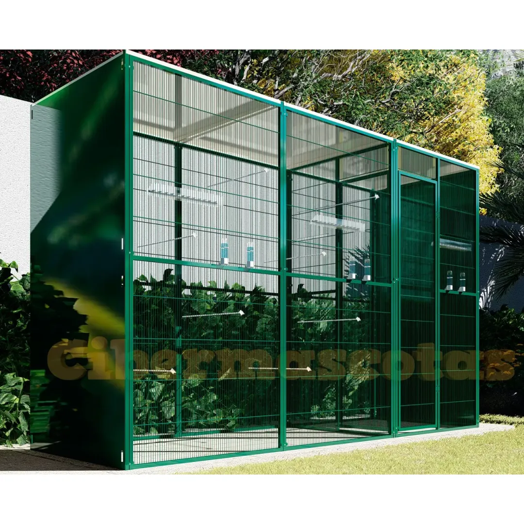 Voladero de jardin para canarios con 3m2 y habitaculo de seguridad