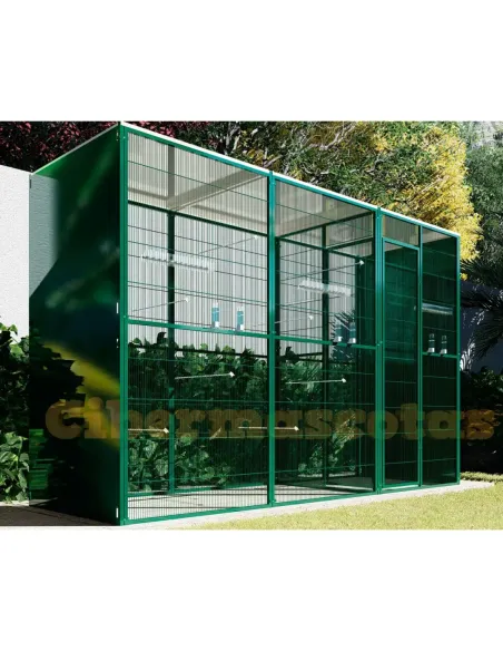 Voladero de jardin para canarios con 3m2 y habitaculo de seguridad