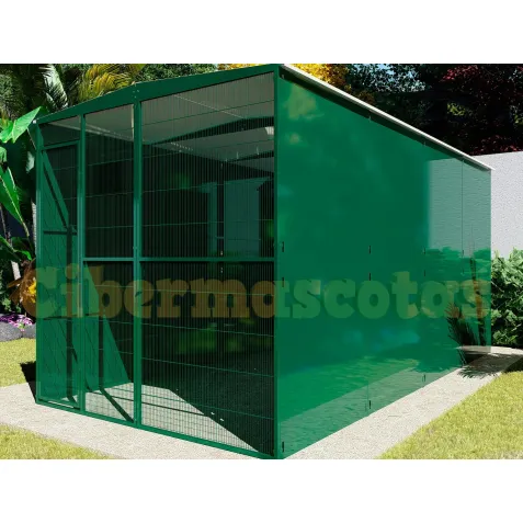 Voladero para jardin 2x2 mts y habitaculo de seguridad | CiberMascotas