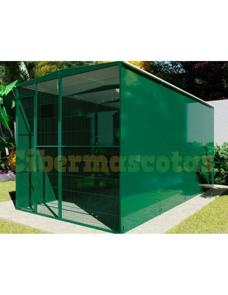 Jaula para pájaros 4x2 metros con proctección lateral y trasera Jaula para pájaros 4x2 metros con proctección lateral y trasera