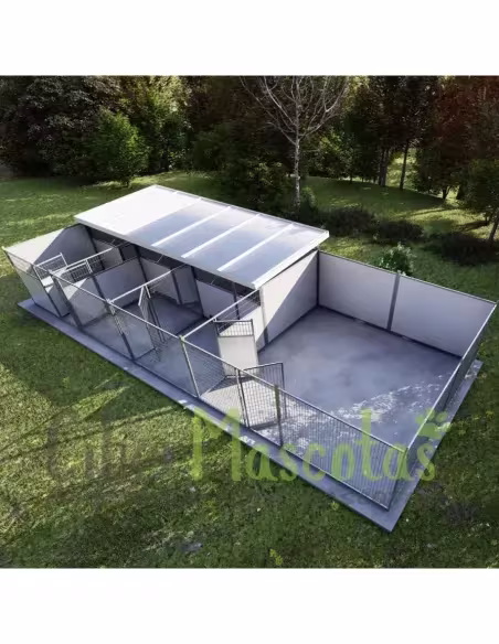 Conjunto 3 boxes con cercado para perros