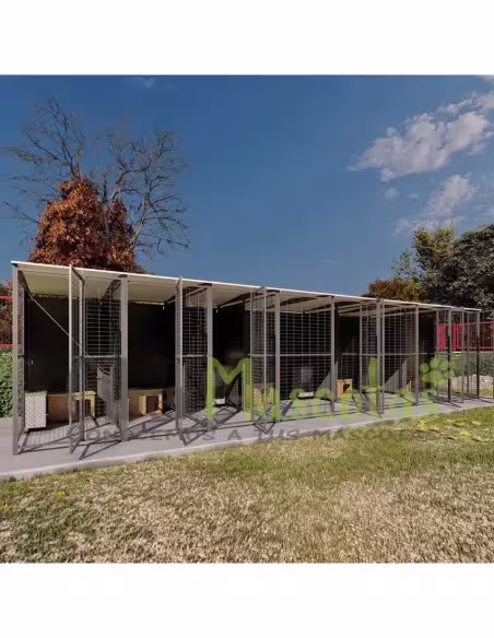 Bateria de 6 perreras para perro de 8 metros x 2 metros Bateria de 6 perreras para perro de 8 metros x 2 metros