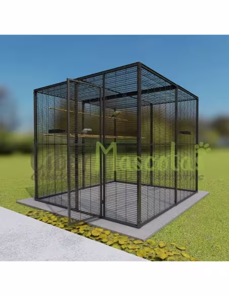 VOLADERO INTERIOR PARA LOROS DE 4 M2, TECHO DE MALLA IMOR®