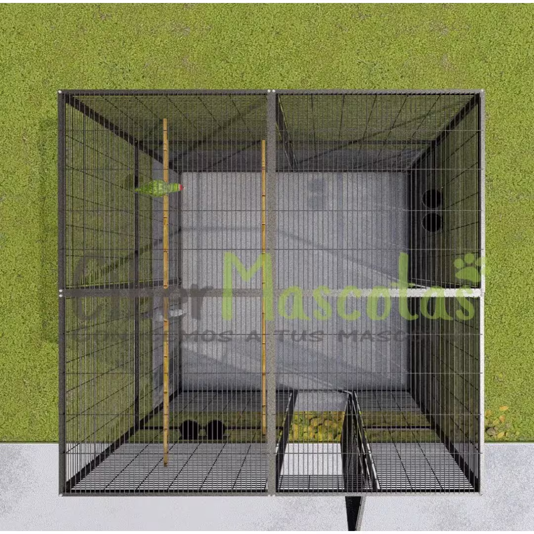 VOLADERO INTERIOR PARA LOROS DE 4 M2, TECHO DE MALLA IMOR®