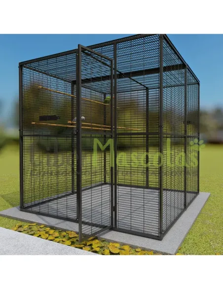 VOLADERO INTERIOR PARA LOROS DE 4 M2, TECHO DE MALLA IMOR®