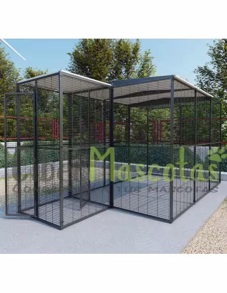 Voladero para loros 3x2 con techo mixto y habitáculo | CiberMascotas