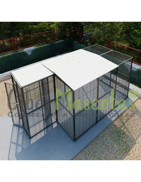Voladero para loros 3x2 con techo mixto y habitáculo | CiberMascotas