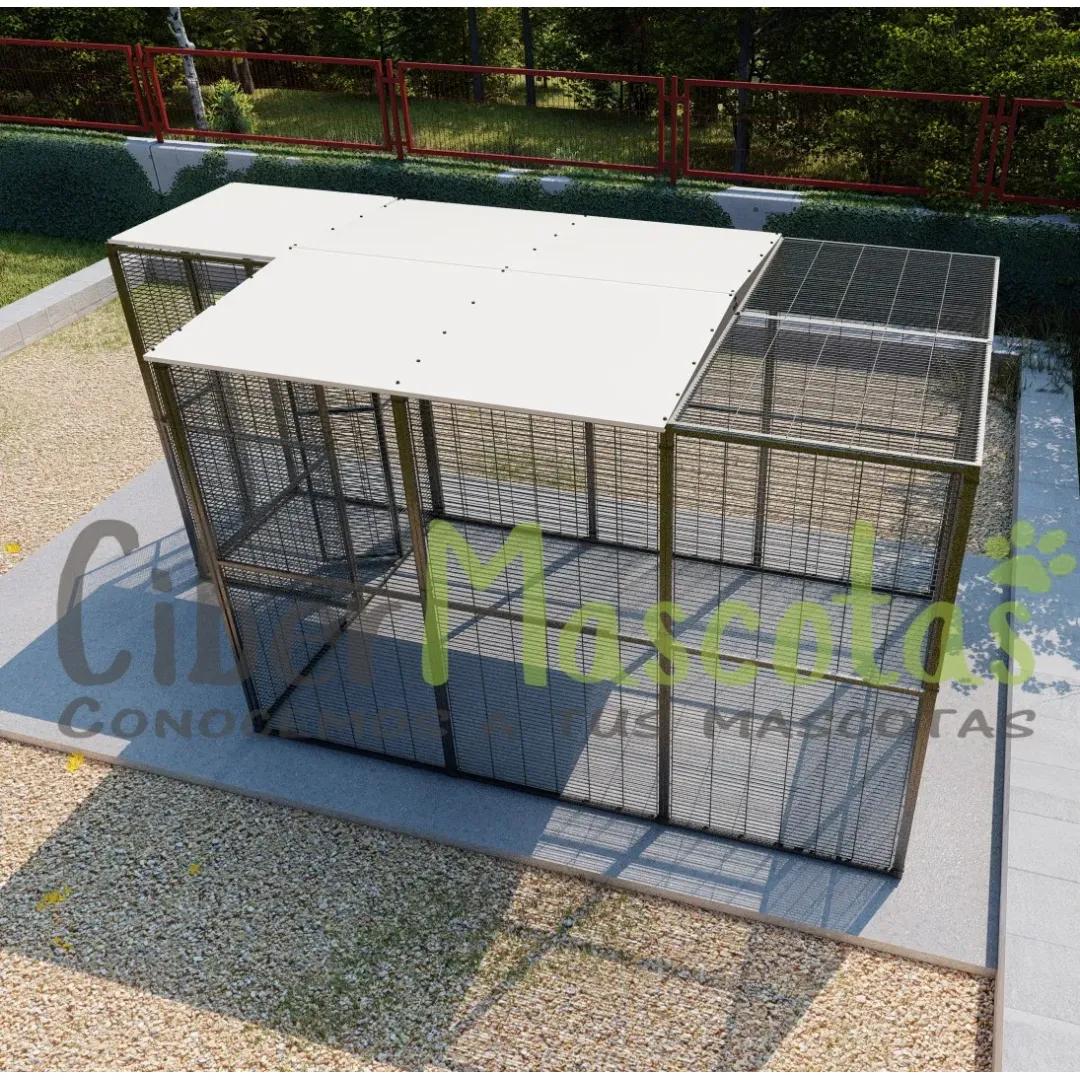 Voladero para loros 3x2 con techo mixto y habitáculo | CiberMascotas
