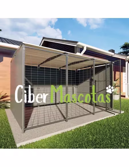 Perrera 3x2 techada con lateral opaco