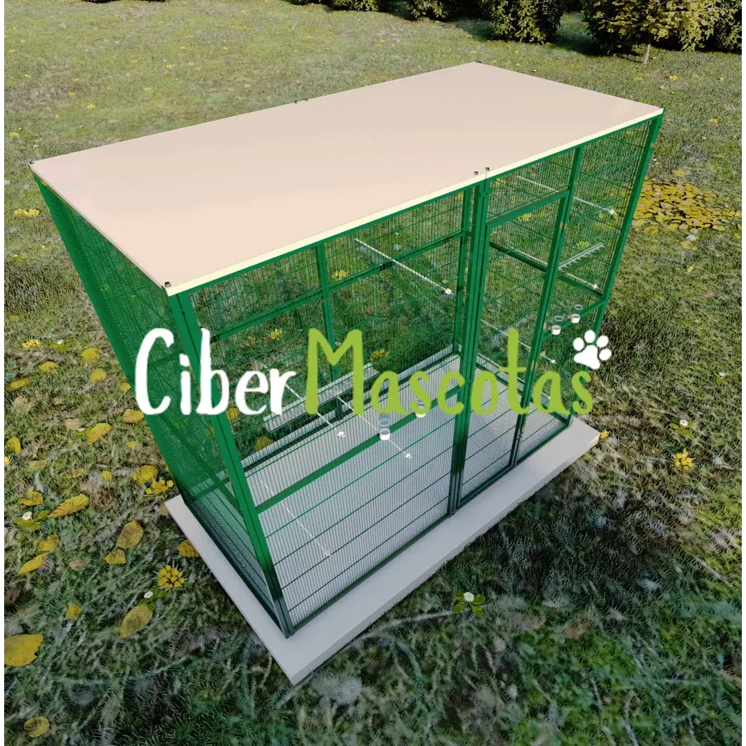 Voladero de jardin 2x1 techo plano | CiberMascotas