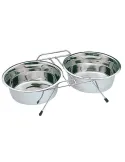 Comedero doble con soporte para suelo