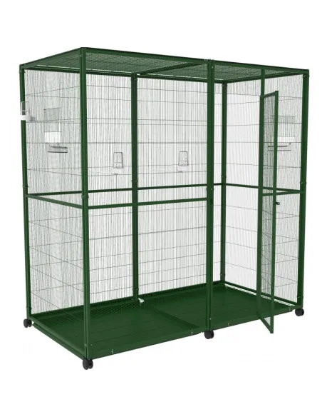 Voladero grande 2x1 para interior con ruedas y bandejas | CiberMascotas