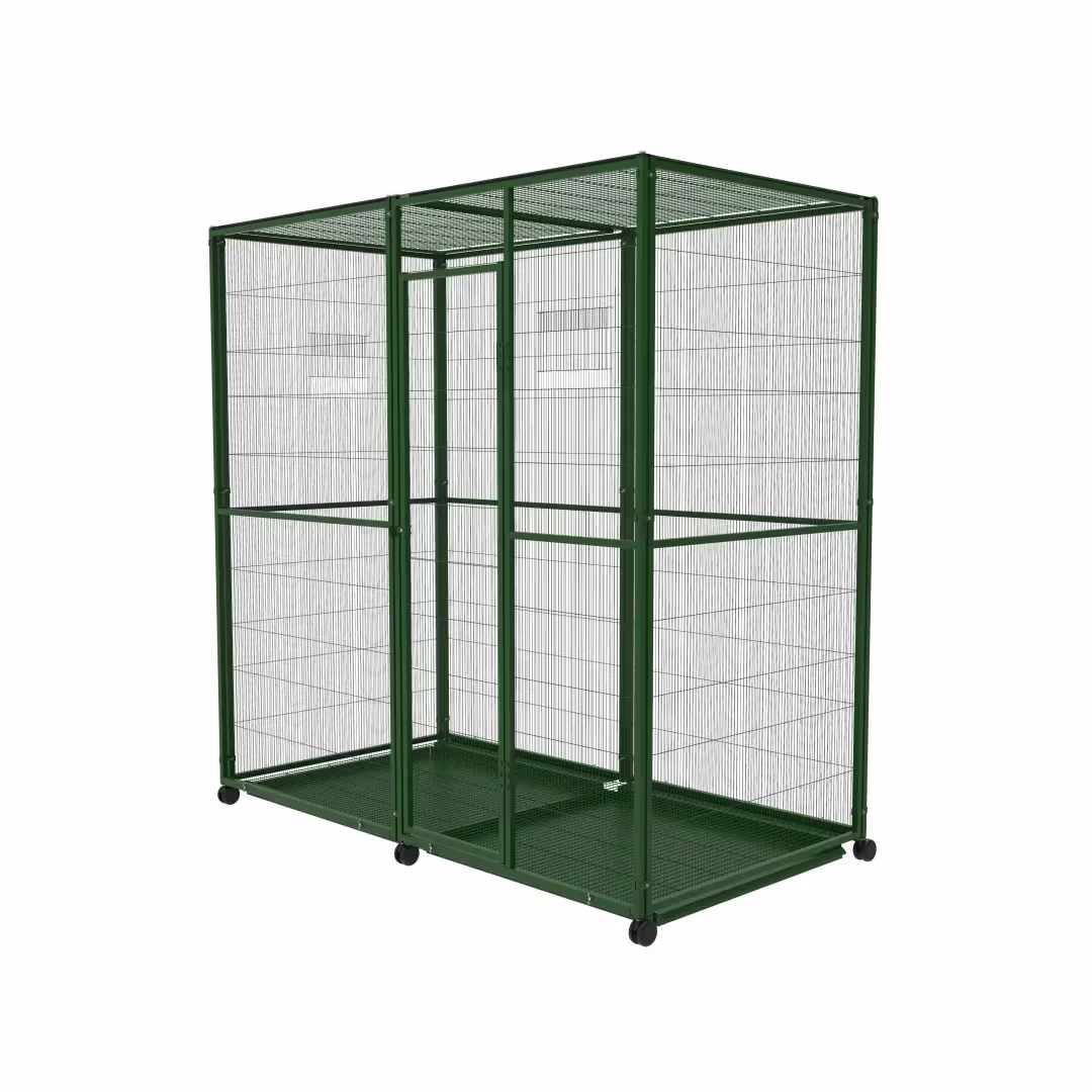 Voladero grande 2x1 para interior con ruedas y bandejas | CiberMascotas