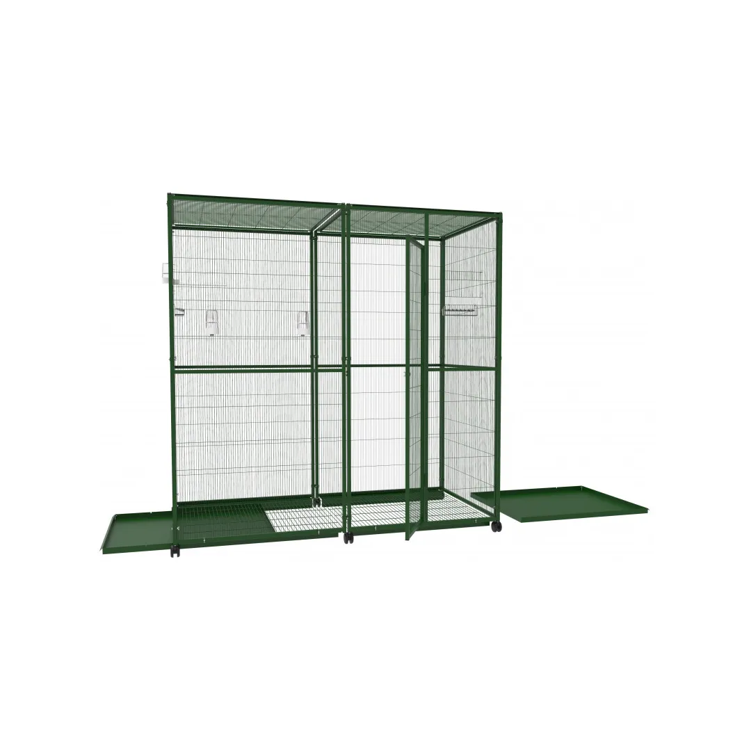 Voladero grande 2x1 para interior con ruedas y bandejas | CiberMascotas