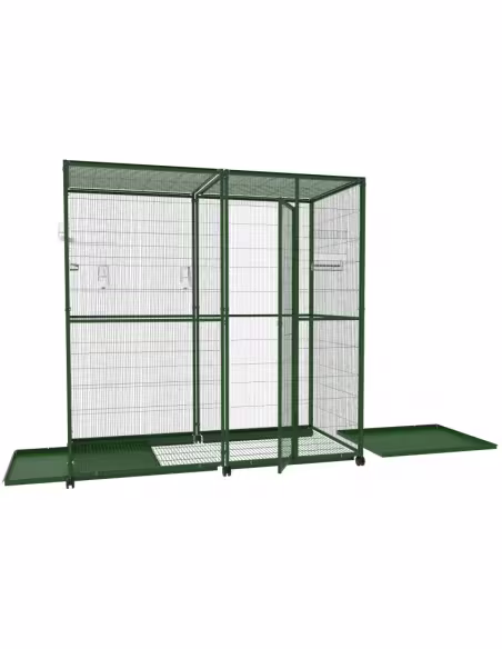 Voladero grande 2x1 para interior con ruedas y bandejas | CiberMascotas