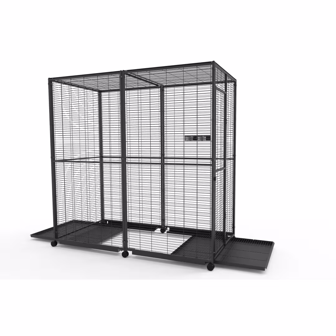 Voladero grande 2x1 loro con ruedas y bandeja | CiberMascotas