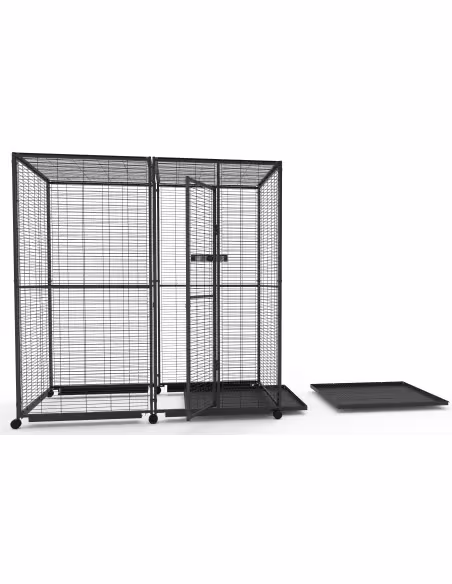 Voladero grande 2x1 loro con ruedas y bandeja | CiberMascotas