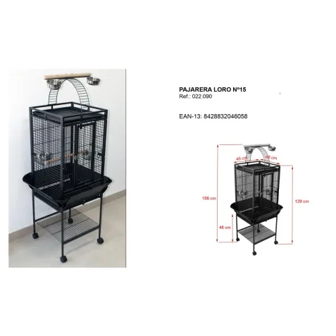 Jaula grande para loro 2x2 con techo mixto | CiberMascotas