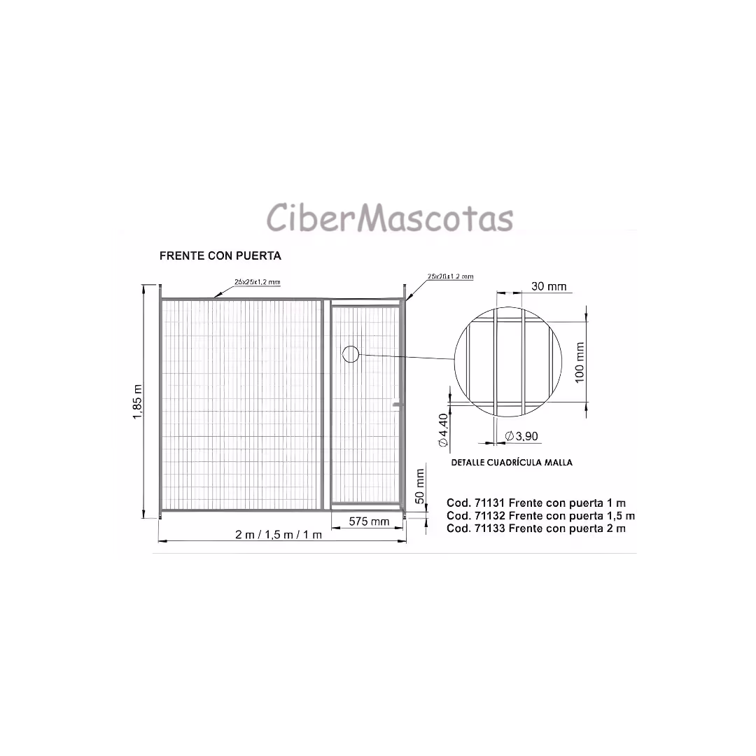 Panel de malla con puerta para boxes caninos 3x10 cm | CiberMascotas