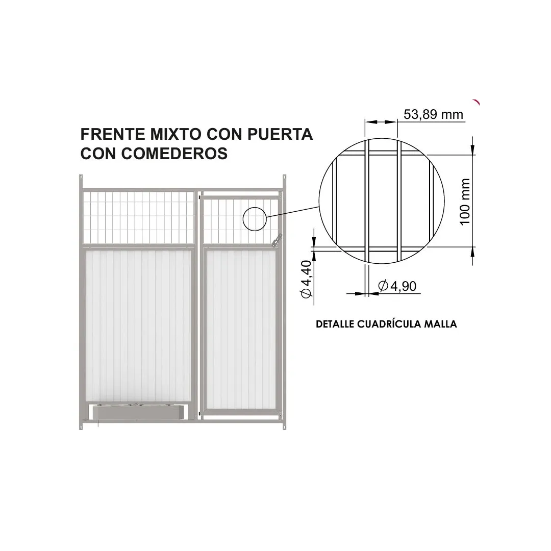 Frente Mixto con comederos box canino de panel sandwich | CiberMascotas