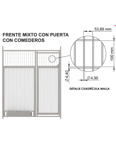 Frente Mixto con comederos box canino de panel sandwich | CiberMascotas