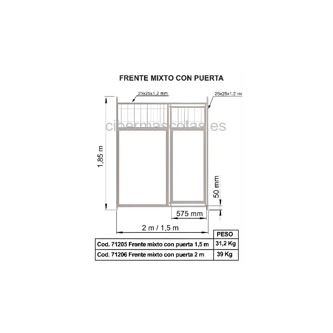Frente Mixto box canino de panel sandwich 30 mm | CiberMascotas