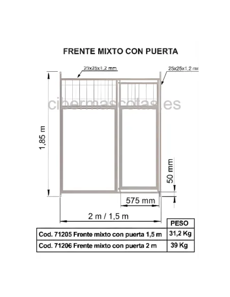 Frente Mixto box canino de panel sandwich 30 mm | CiberMascotas