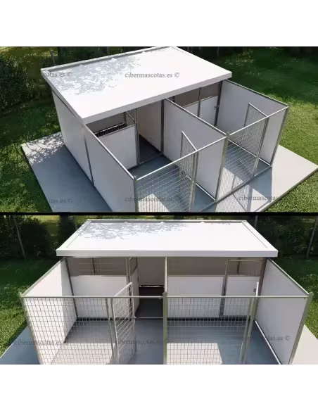 Perreras con zona dia y noche 4x2 metros | CiberMascotas