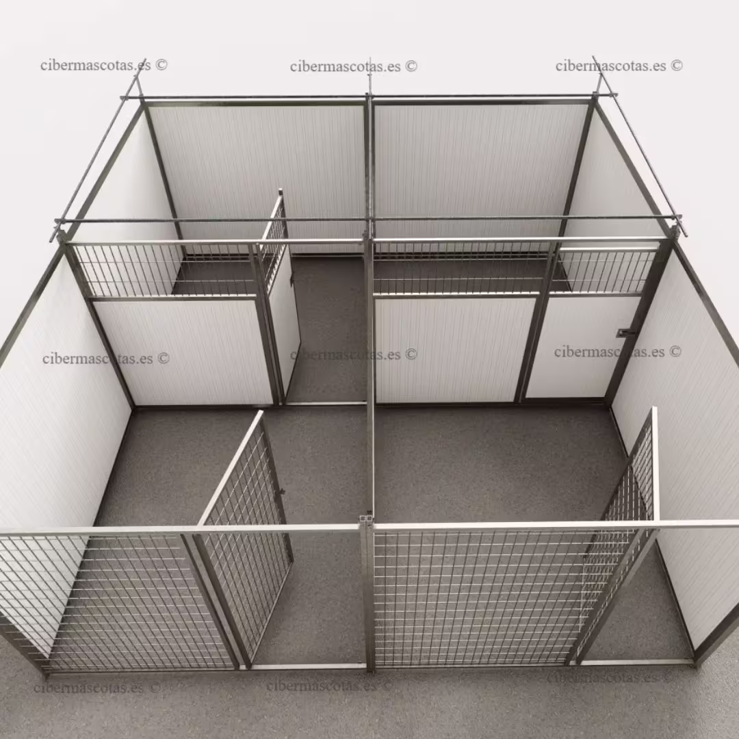 Perreras con zona dia y noche 4x2 metros | CiberMascotas