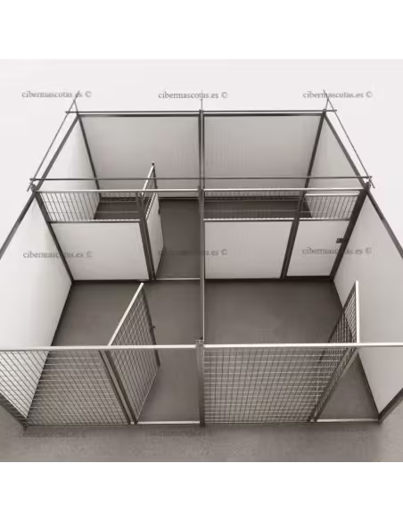 Perreras con zona dia y noche 4x2 metros | CiberMascotas