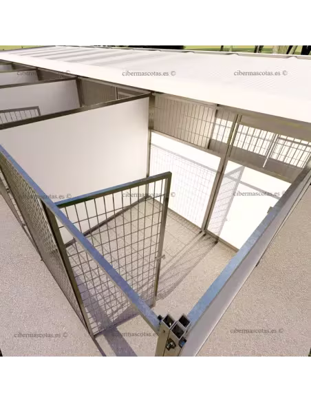Bateria 5 perreras con zona dia y noche 10x4 metros | CiberMascotas